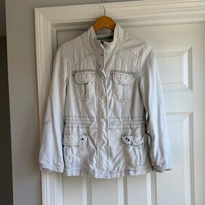 Light beige/grey Utility Jacket for women - Casual Pocketed Coat